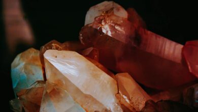 A vivid close-up shot of natural shining crystal formations displaying intricate textures and colors.