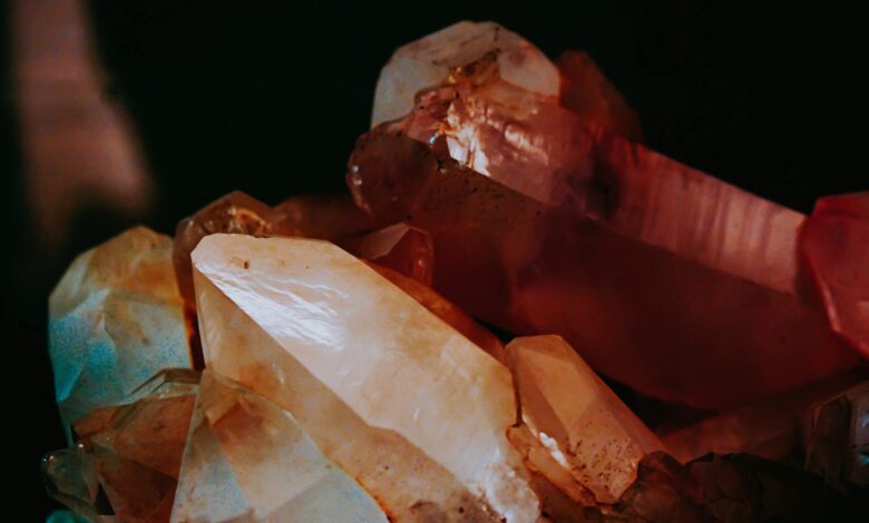 A vivid close-up shot of natural shining crystal formations displaying intricate textures and colors.