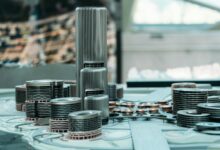 Explore a detailed futuristic city model with towering skyscrapers and modern urban design.