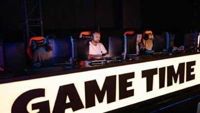 Professional gamers competing in a team tournament, capturing the excitement of eSports.