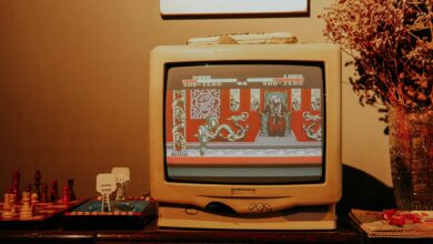 Retro living room scene featuring vintage TV playing classic video game.
