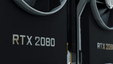 Close-up image of an RTX 2080 GPU, highlighting modern and sleek design.