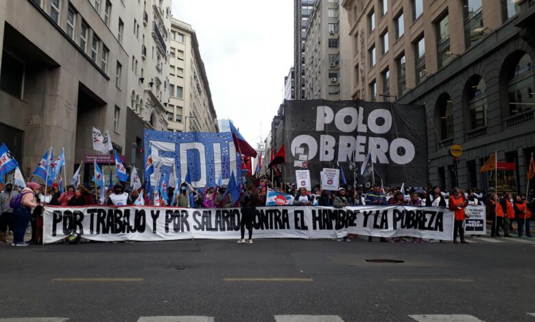 Protesters rally in the city for labor rights and against poverty.