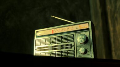 A nostalgic vintage radio with visible tuning dial, evoking classic charm.