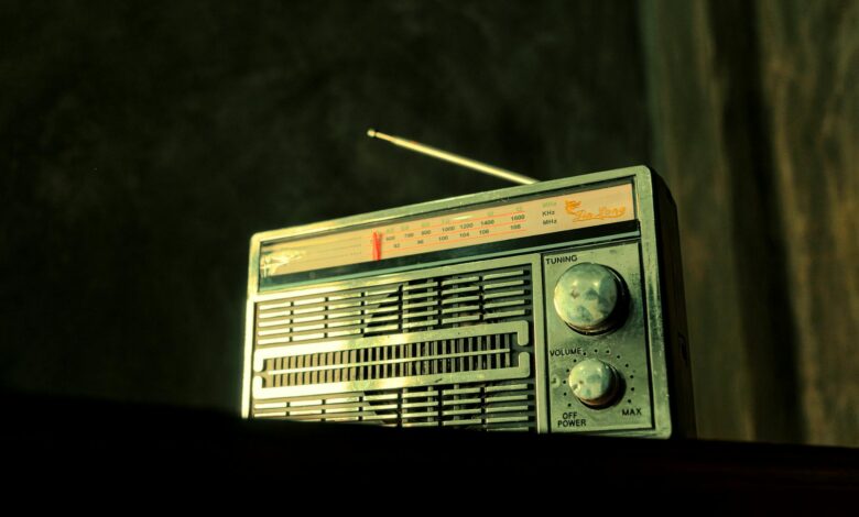 A nostalgic vintage radio with visible tuning dial, evoking classic charm.