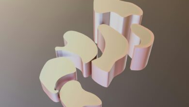 Abstract 3D shapes with a smooth pastel finish set against a gradient background.