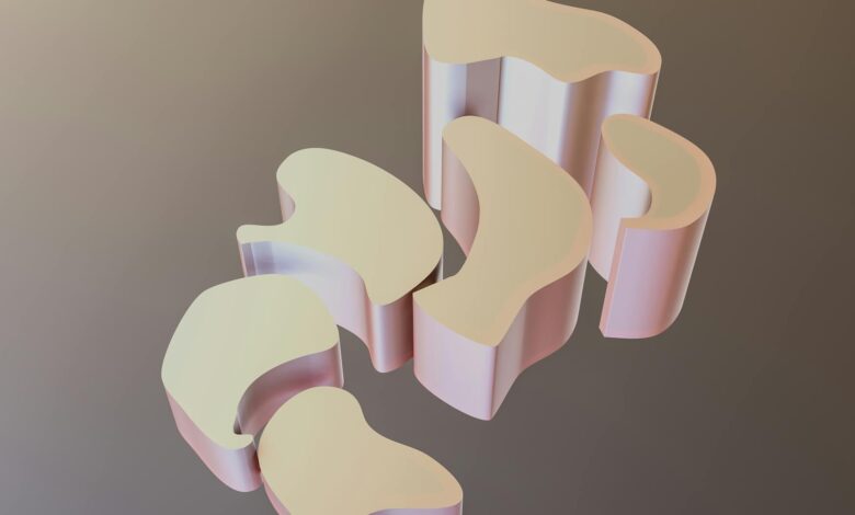Abstract 3D shapes with a smooth pastel finish set against a gradient background.