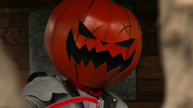 Scary pumpkin head costume in Ciudad de México, perfect for Halloween festivities.