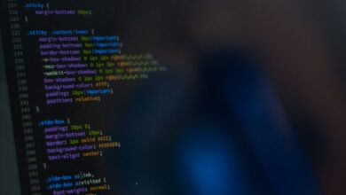 Close-up of CSS code displayed on a computer monitor, showcasing web development.