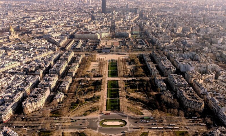 Stunning aerial view of Paris showcasing iconic cityscape and architecture.