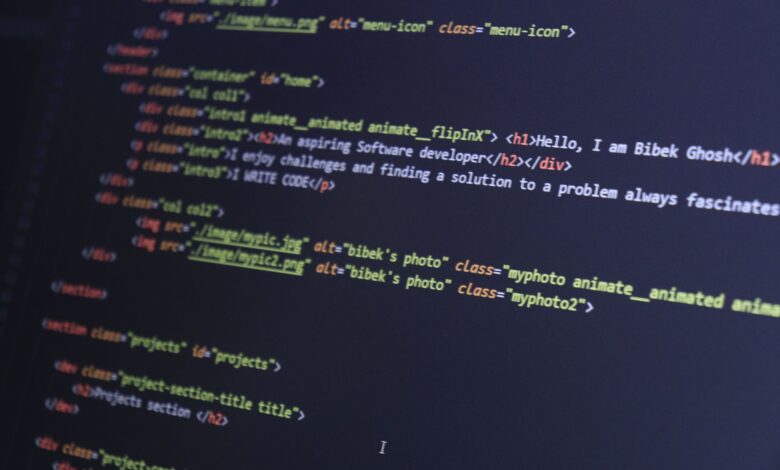 Colorful HTML code displayed on a computer screen for programming projects.