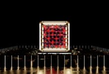 Abstract representation of a futuristic digital processor with glowing elements.