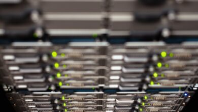From above contemporary server cable trays without wires located in modern data center