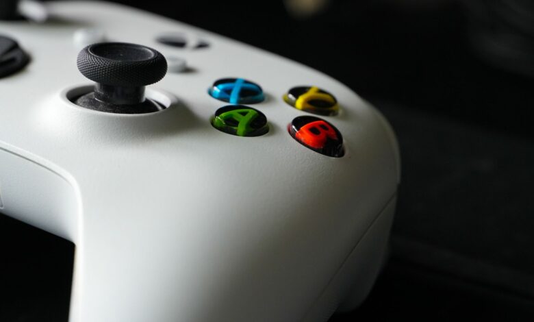 Focus on Xbox controller buttons highlighting gaming technology and design.