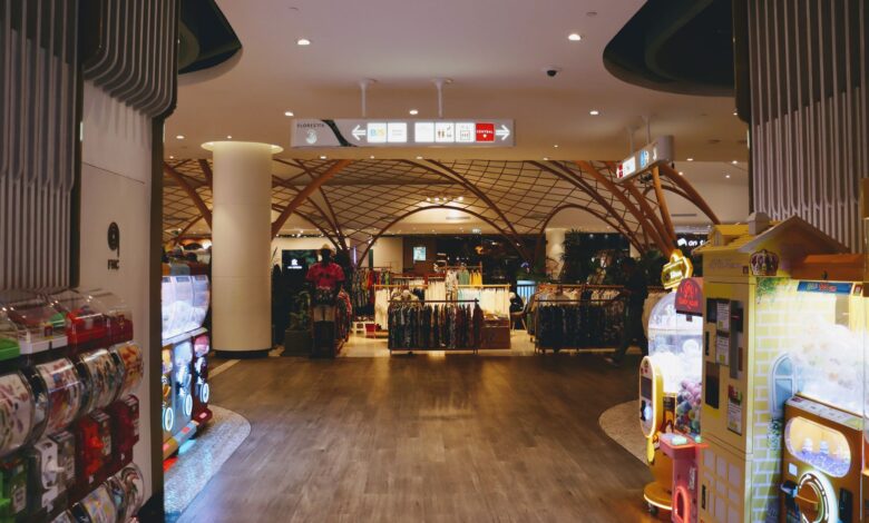 Stylish shopping mall interior in Phuket, Thailand featuring unique architectural design.