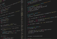 Close-up view of programming code in a text editor on a computer screen.