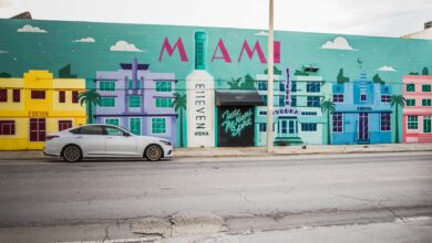 Colorful Miami mural featuring E11even Vodka in vibrant street art style.