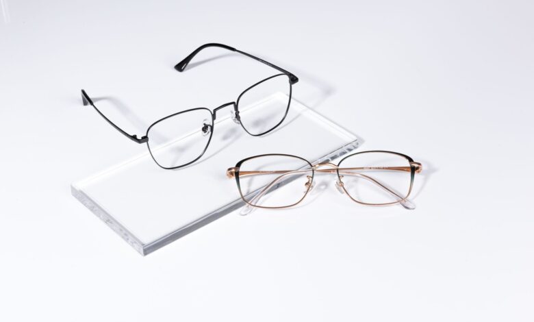 Modern eyewear with sleek design on a white background, showcasing optical fashion.