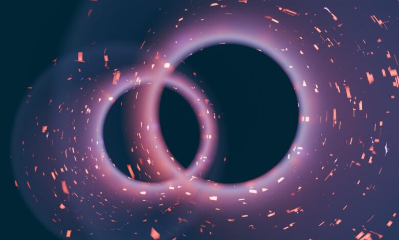 Dynamic 3D digital art featuring vibrant cosmic swirls and particles in a mesmerizing abstract design.