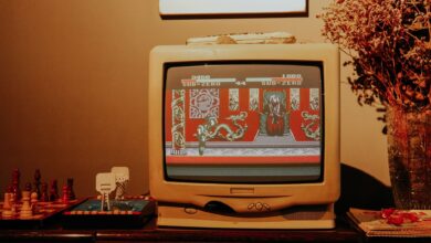 Retro living room scene featuring vintage TV playing classic video game.