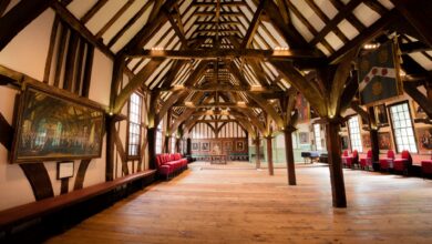 Explore the majestic timber-framed hall reflecting York's rich history and architectural heritage.