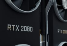 Close-up image of an RTX 2080 GPU, highlighting modern and sleek design.