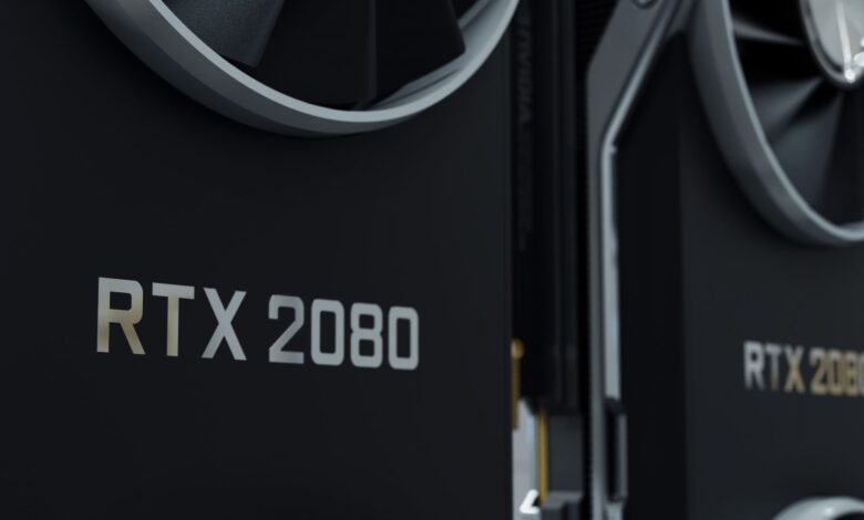 Close-up image of an RTX 2080 GPU, highlighting modern and sleek design.
