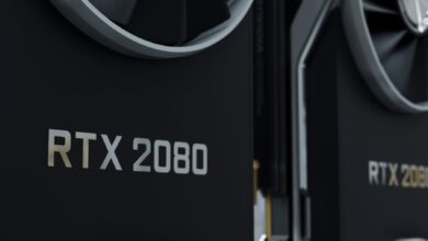 Close-up image of an RTX 2080 GPU, highlighting modern and sleek design.