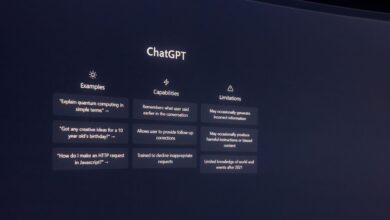 Screen displaying ChatGPT examples, capabilities, and limitations.