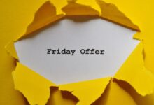 Eye-catching torn paper with Friday Offer text for promotions.