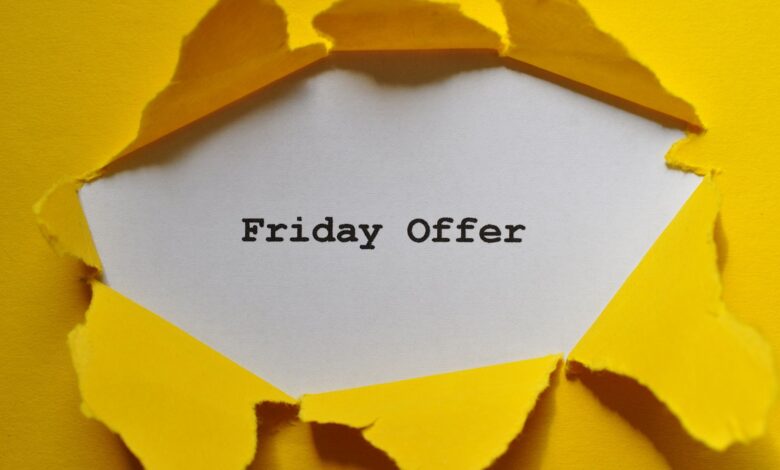 Eye-catching torn paper with Friday Offer text for promotions.
