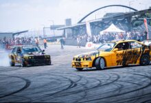 Exciting car drift at a vibrant outdoor racing event in Ankara, Türkiye. Perfect for automotive enthusiasts.
