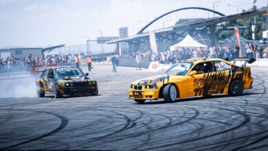 Exciting car drift at a vibrant outdoor racing event in Ankara, Türkiye. Perfect for automotive enthusiasts.