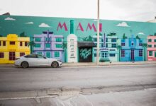Colorful Miami mural featuring E11even Vodka in vibrant street art style.