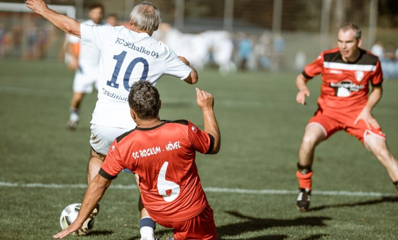 Dynamic soccer match photo showcasing intense gameplay and teamwork on the field.