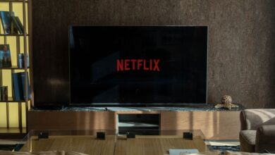 Cozy living room featuring a large TV displaying Netflix, perfect for entertainment.