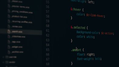 Close-up of colorful CSS code lines on a computer screen for web development.