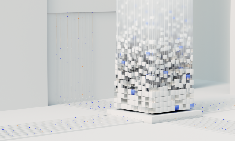 Abstract 3D render visualizing artificial intelligence and neural networks in digital form.