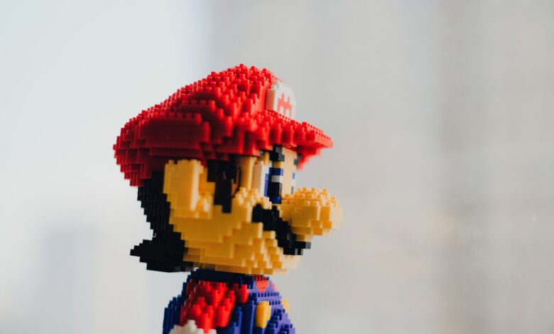 A detailed close-up of a pixelated toy block figure capturing a popular game character.