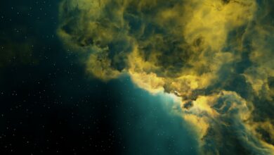 A stunning cosmic cloud formation in deep space, showcasing vibrant colors and interstellar beauty.