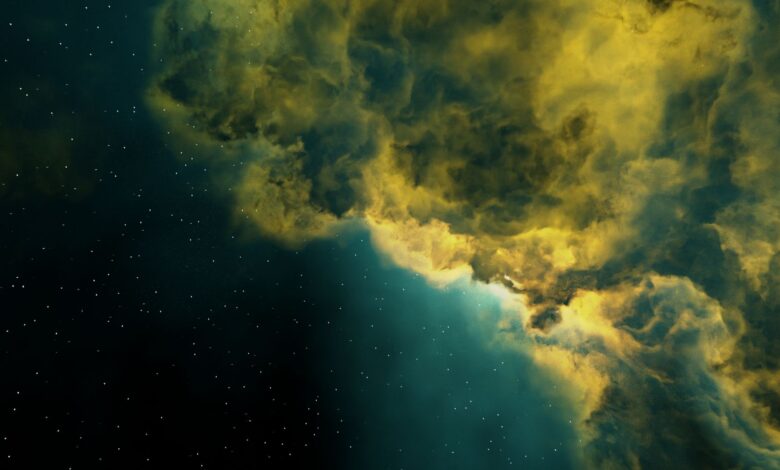 A stunning cosmic cloud formation in deep space, showcasing vibrant colors and interstellar beauty.