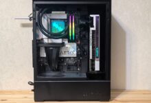 An ultra-modern gaming PC build showcasing RGB lighting and advanced components.