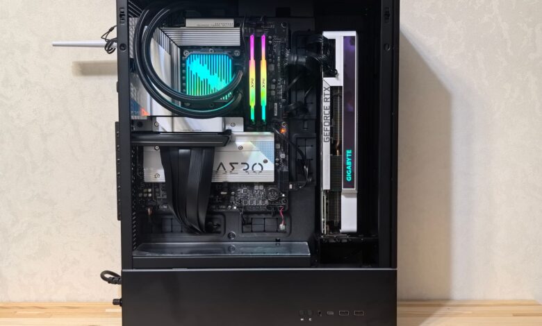 An ultra-modern gaming PC build showcasing RGB lighting and advanced components.