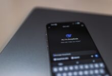 Close-up of a smartphone displaying an AI chat interface with the DeepSeek app.
