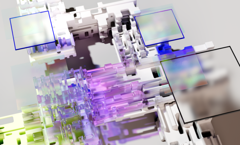 Colorful abstract 3D rendering showcasing AI and deep learning technology.