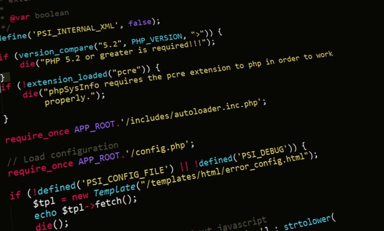 A close-up view of PHP code displayed on a computer screen, highlighting programming and development concepts.